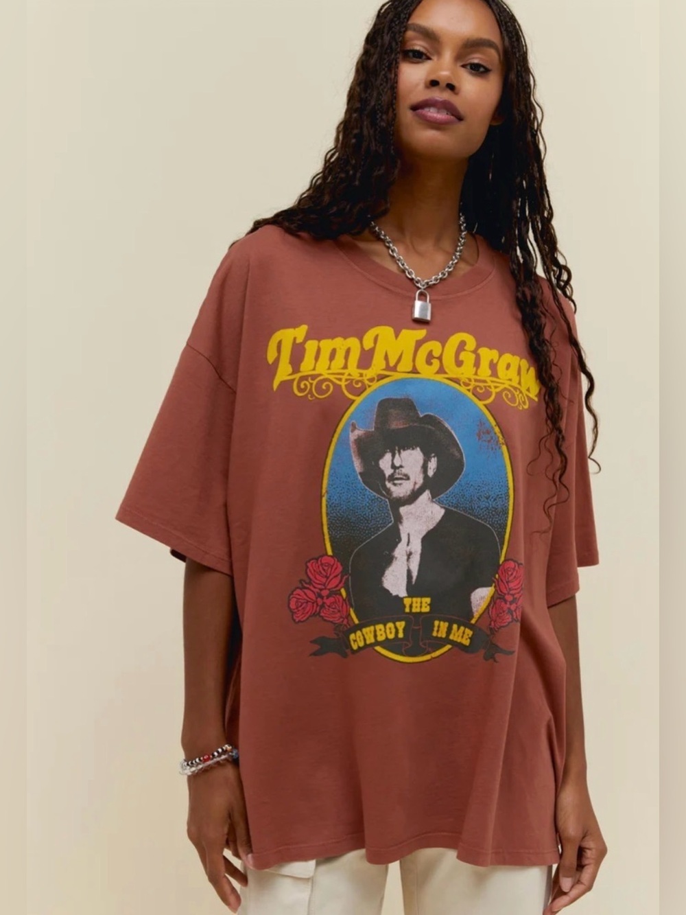 NWT DAYDREAMER TIM MCGRAW THE COWBOY IN ME TEE, BROWN, ONE SIZE